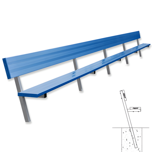 Jaypro Sports Outdoor Player Benches - In Ground - Aluminum Team Bench with Seat Back- 27', Powder Coated (PB-90PIPC)