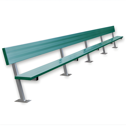 Jaypro Sports Outdoor Player Benches - Surface Mount - Aluminum Team Bench with Seat Back- 27', Powder Coated (PB-90SMPC)