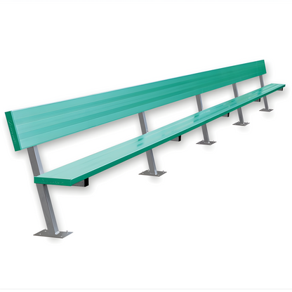 Jaypro Sports Outdoor Player Benches - Surface Mount - Aluminum Team Bench with Seat Back- 27', Powder Coated (PB-90SMPC)