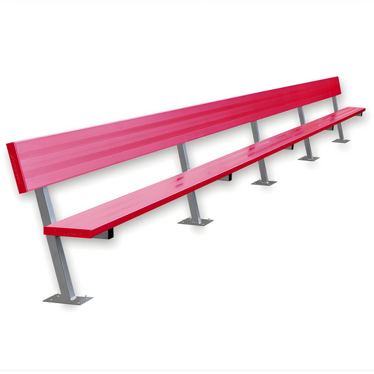 Jaypro Sports Outdoor Player Benches - Surface Mount - Aluminum Team Bench with Seat Back- 27', Powder Coated (PB-90SMPC)