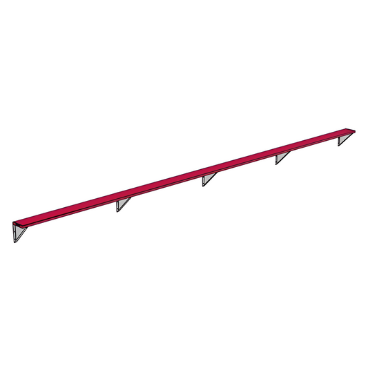 Red metal bar with a white background, illustrating the design of Jaypro Sports Outdoor Player Benches.