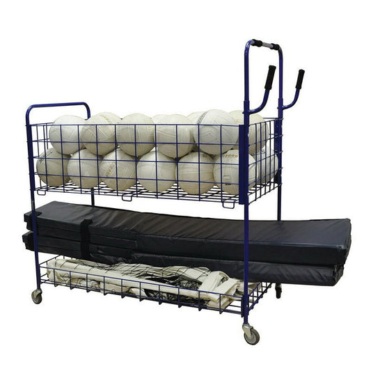 Jaypro ToteMaster Ball Cart – 33-Ball Open Top Storage Cart – Blue  (TE-PE01)