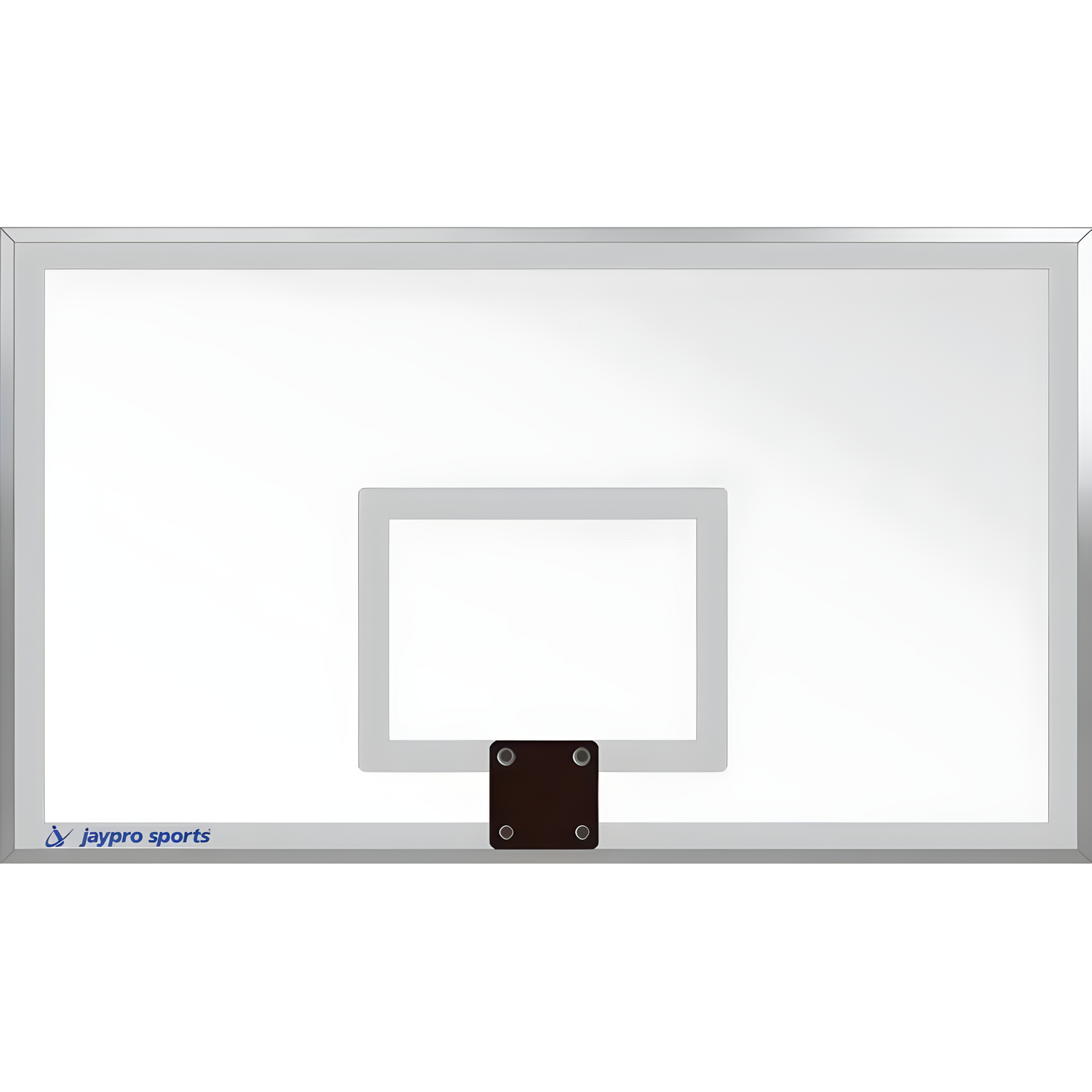 Jaypro transparent acrylic backboard for outdoor basketball hoop with silver frame and mounting bracket