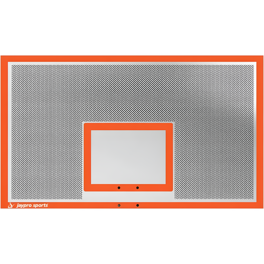 Jaypro outdoor basketball hoop metal perforated backboard with orange and white frame