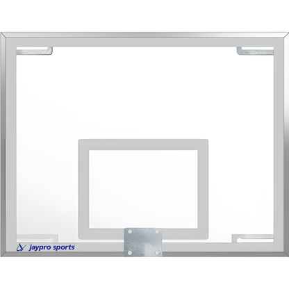 Jaypro clear portable basketball hoop backboard with silver frame and mounting bracket