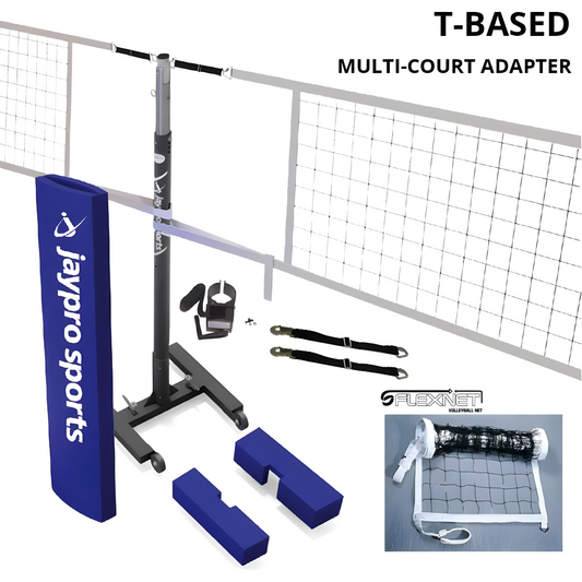 Jaypro T-Base Competition Volleyball Net Center Upright System – FeatherLite Pin-Stop Adjustable