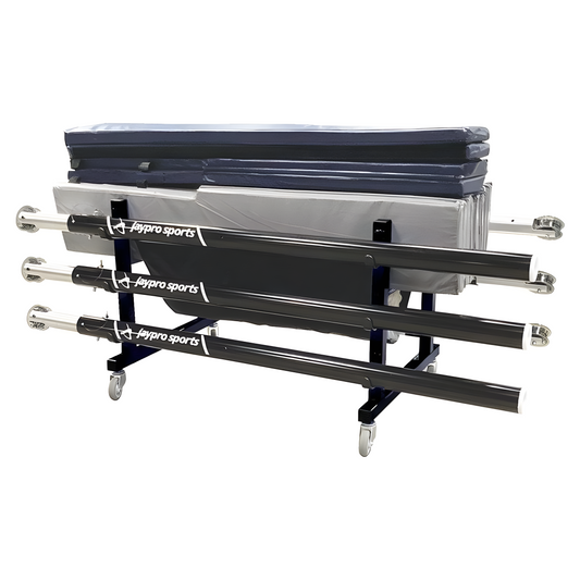 Jaypro Volleyball Equipment Carrier – 48" x 36" Deluxe Cart with 6 Upright Poles | Model: EC-1000