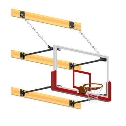 Jaypro Wall-Mounted Basketball Backstop – Stationary | Pro-Style Glass Backboard System for Gyms & Rec Facilities