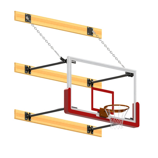 Jaypro Wall-Mounted Basketball Backstop – Stationary | Pro-Style Glass Backboard System for Gyms & Rec Facilities - JoySportStore