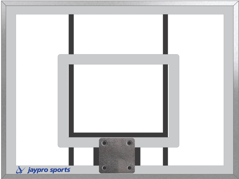 Jaypro Basketball System - The Church Yard - (4 in. Sq. Pole with 40 in.  in.Play Safe in. Area) - 48 in. Acrylic Backboard, Flex Goal, and Edge/Protector Padding Jaypro