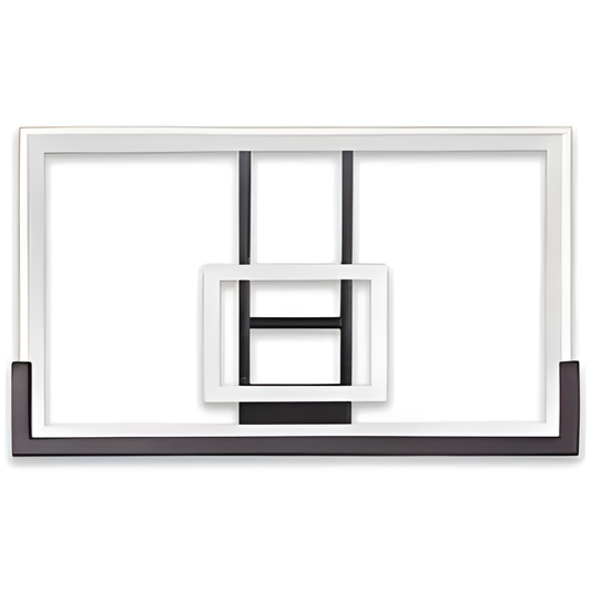 Ironclad basketball backboard with white and black frame design for outdoor and indoor use