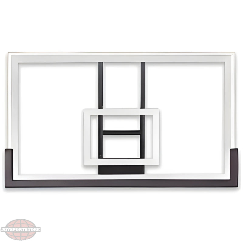 Ironclad basketball backboard with white and black frame design for outdoor and indoor use