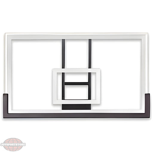 Ironclad basketball backboard with white and black frame design for outdoor and indoor use