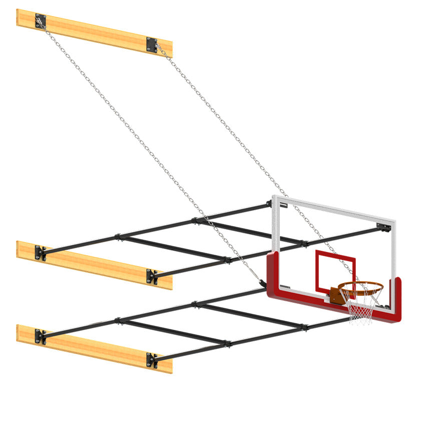 Jaypro Basketball Backstop - Wall-Mounted - Shooting Station - Stationary Glass Backboard (10 ft. - 12 ft. Wall Offset)