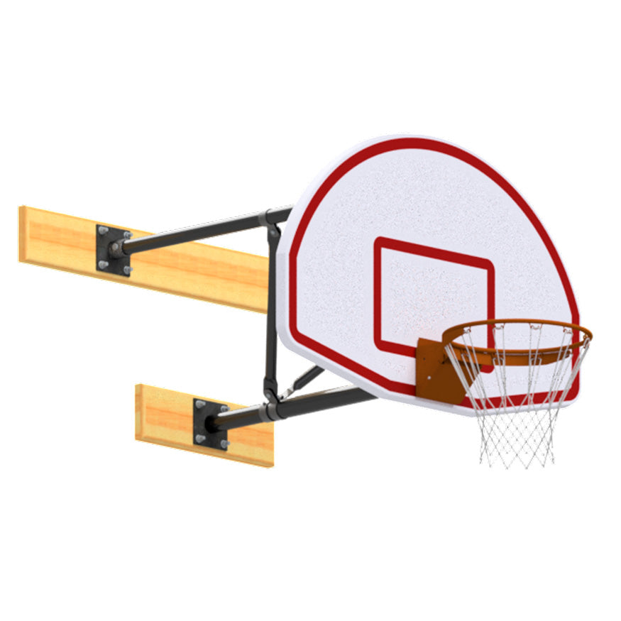 Jaypro Basketball Backstop - Wall-Mounted - Shooting Station - 3-Point Fan Backboard (2 ft. - 3-1/2 ft. Wall Offset)