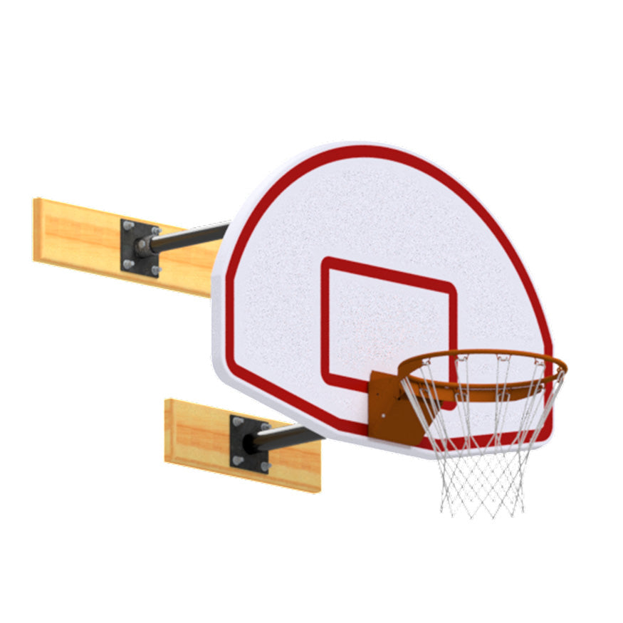 Jaypro Basketball Backstop - Wall-Mounted - Shooting Station - 3-Point Fan Backboard (6 in. - 2 ft. Wall Offset)