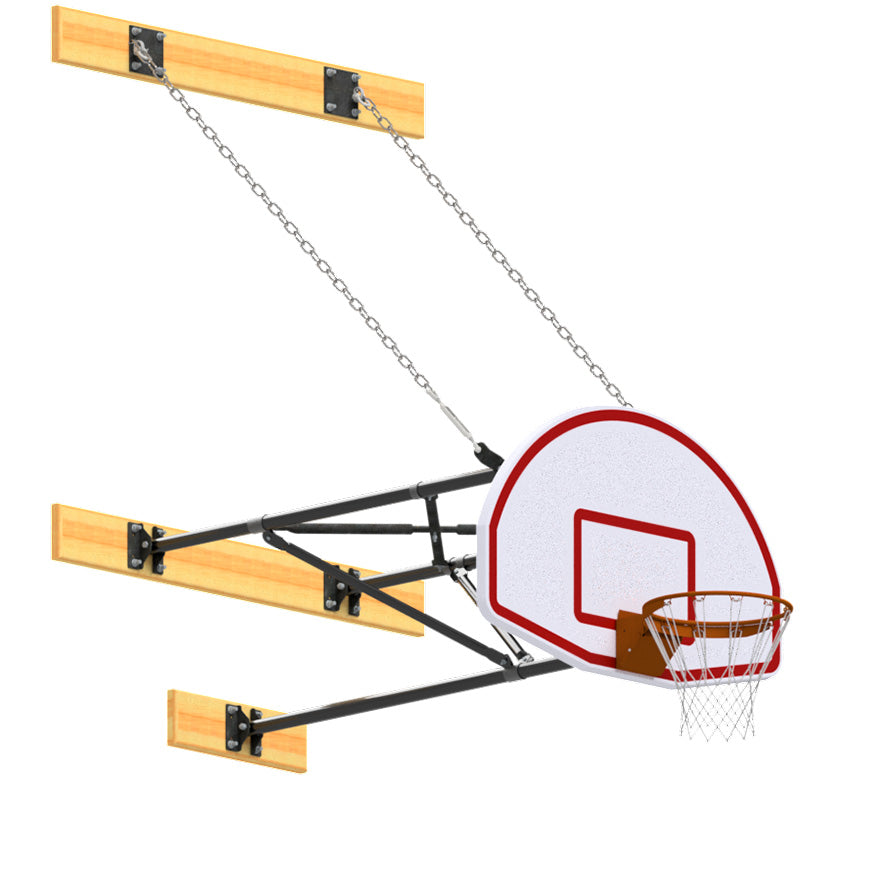 Jaypro Basketball Backstop - Wall-Mounted - Shooting Station - 3-Point Fan Backboard (3 ft.-6-1/2 ft. Wall Offset)