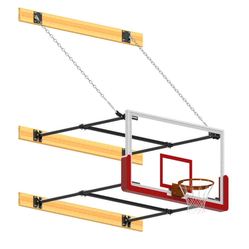 Jaypro Basketball Backstop - Wall-Mounted - Shooting Station - Stationary Glass Backboard - System (4 ft. - 6 ft. Wall Offset)