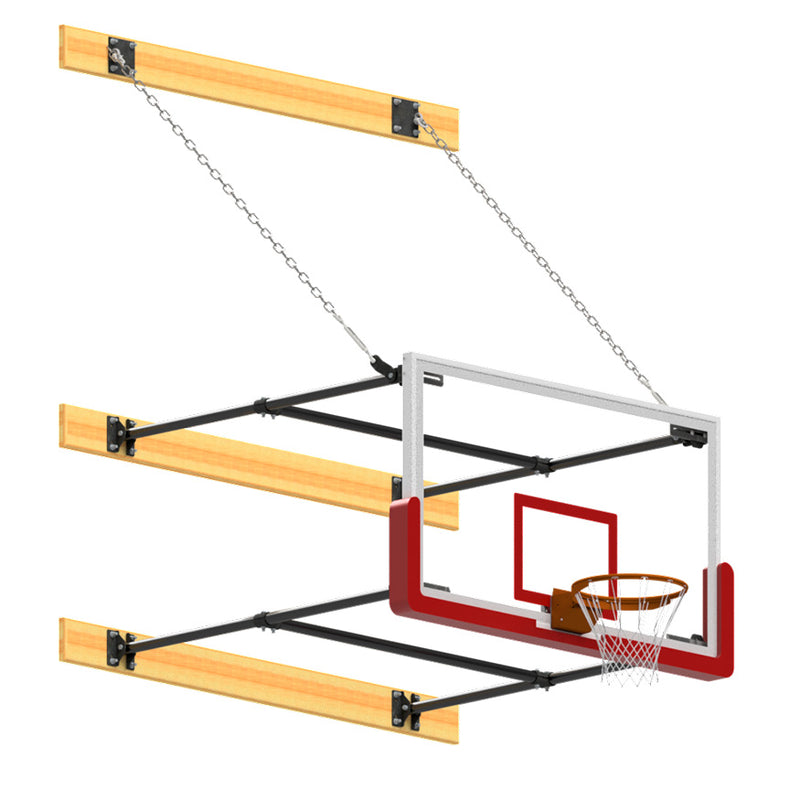 Jaypro Basketball Backstop - Wall-Mounted - Shooting Station - Stationary Glass Backboard - System (4 ft. - 6 ft. Wall Offset)