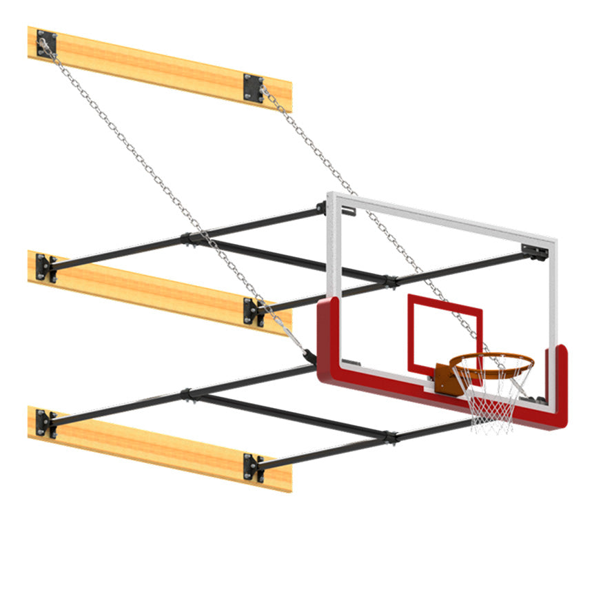 Jaypro Basketball Backstop - Wall-Mounted - Shooting Station - Stationary Glass Backboard (6 ft. To 8 ft. Wall Offset)