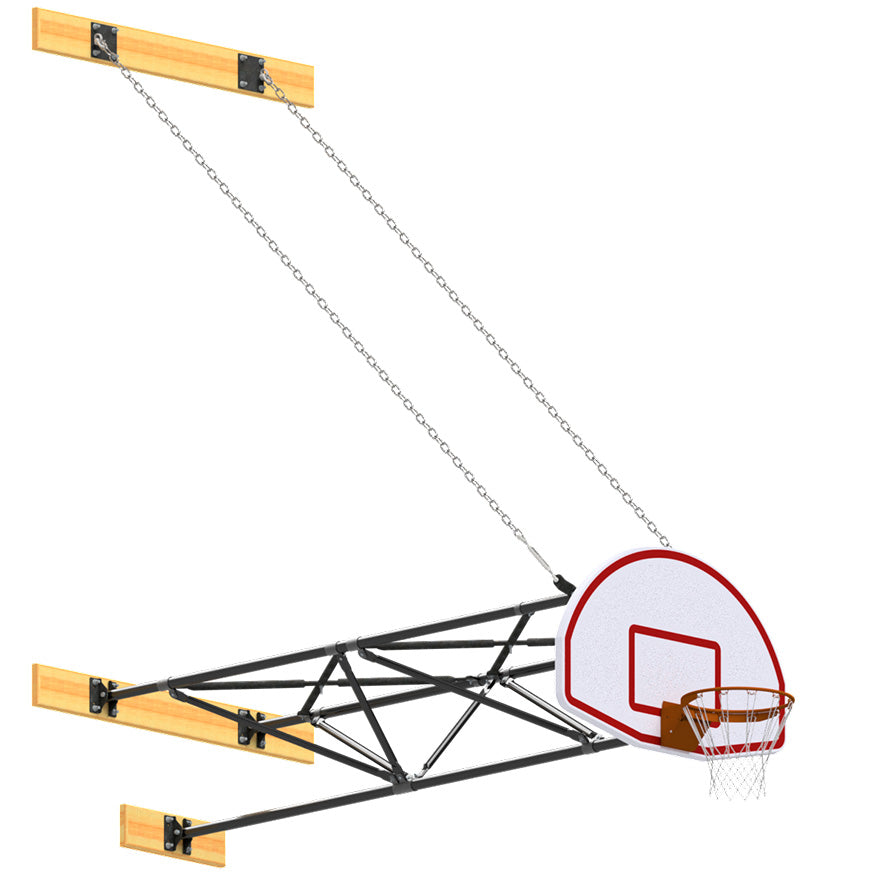 Jaypro Basketball Backstop - Wall-Mounted - Shooting Station - 3-Point Fan Backboard (8 ft.-10 ft. Wall Offset)