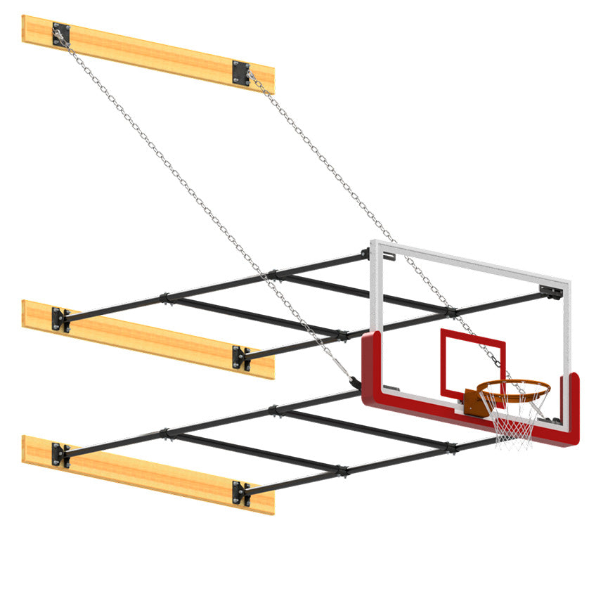 Jaypro Basketball Backstop - Wall-Mounted - Stationary Glass Backboard - Shooting Station (8 ft. To 10 ft. Wall Offset)