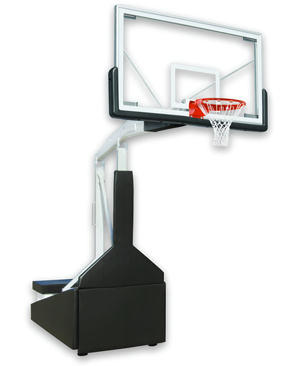 FIRST TEAM portable basketball hoop with adjustable clear backboard and sturdy base for outdoor play
