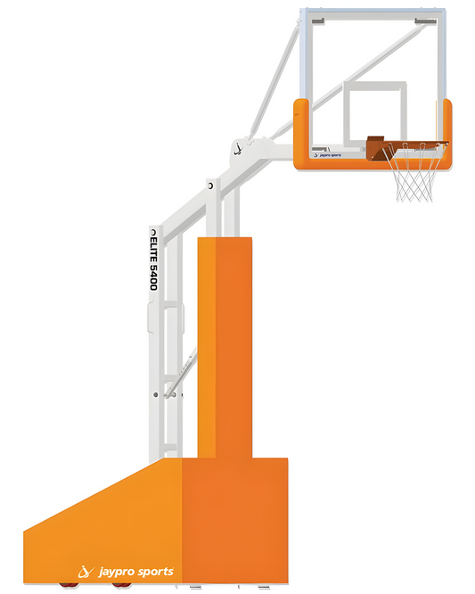 Jaypro portable basketball hoop with adjustable height and sturdy orange base for outdoor use