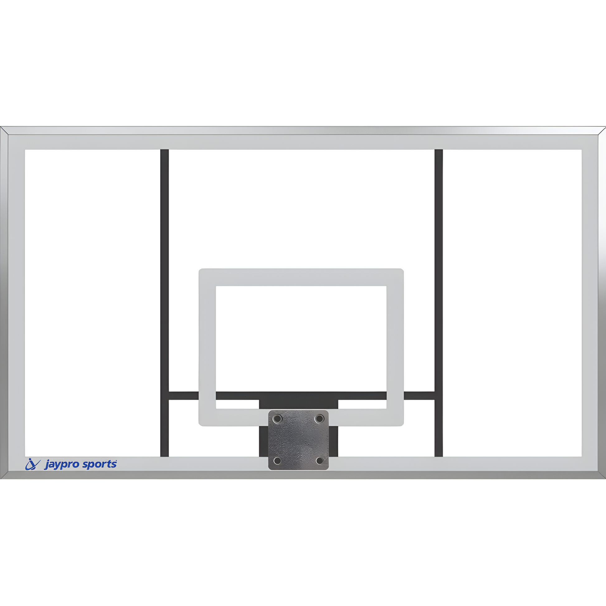 Jaypro outdoor basketball hoop with clear backboard and sturdy black support braces