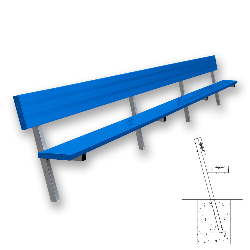 Jaypro Player Bench with Seat Back - 21 ft. - In-Ground  (Powder Coated) Jaypro