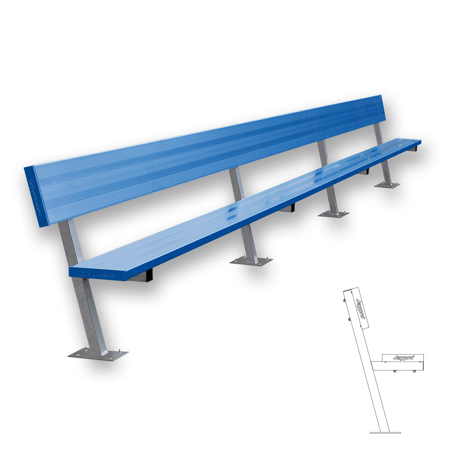 Jaypro Player Bench with Seat Back - 21 ft. - Surface Mount  (Powder Coated) Jaypro