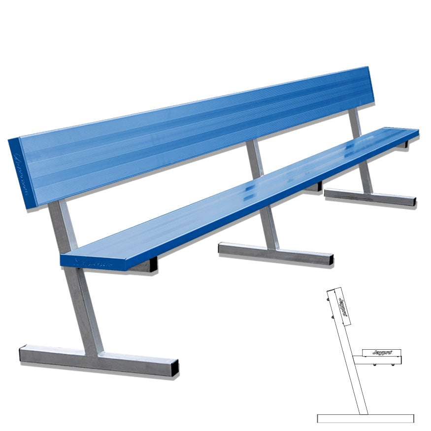 Jaypro Player Bench with Seat Back - 15 ft. - Portable  (Powder Coated) Jaypro