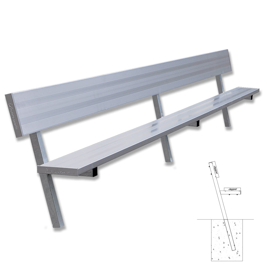 Jaypro Player Bench with Seat Back - 15 ft. - In-Ground Jaypro