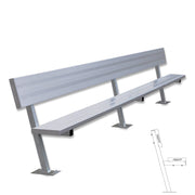 Jaypro Player Bench with Seat Back - 15 ft. - Surface Mount Jaypro