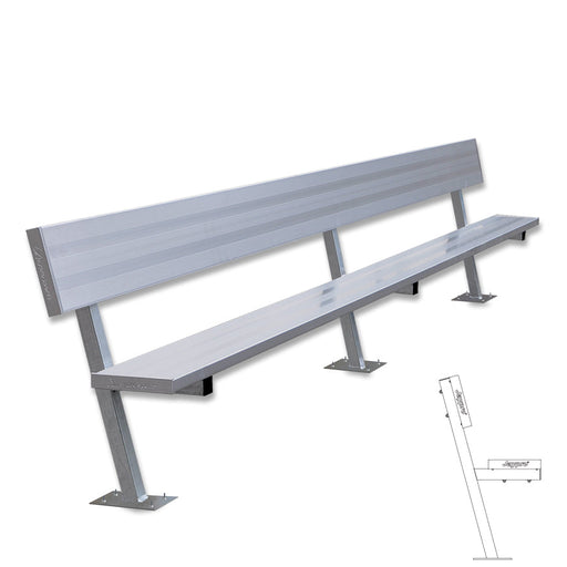 Jaypro Player Bench with Seat Back - 15 ft. - Surface Mount Jaypro