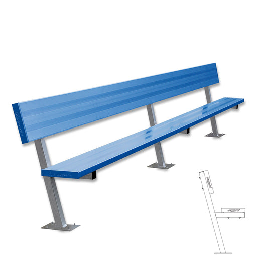 Jaypro Player Bench with Seat Back - 15 ft. - Surface Mount  (Powder Coated) Jaypro