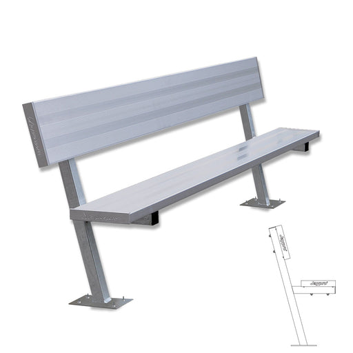 Jaypro Player Bench with Seat Back - 7-1/2 ft. - Surface Mount Jaypro