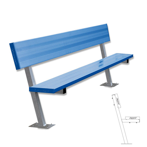 Jaypro Player Bench with Seat Back - 7-1/2 ft. - Surface Mount  (Powder Coated) Jaypro