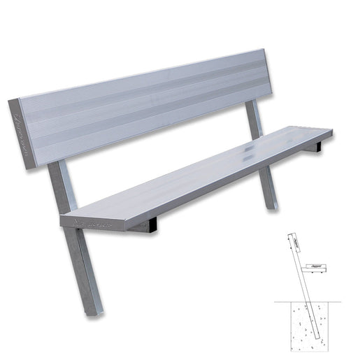 Jaypro Player Bench with Seat Back - 7-1/2 ft. - In-Ground Jaypro