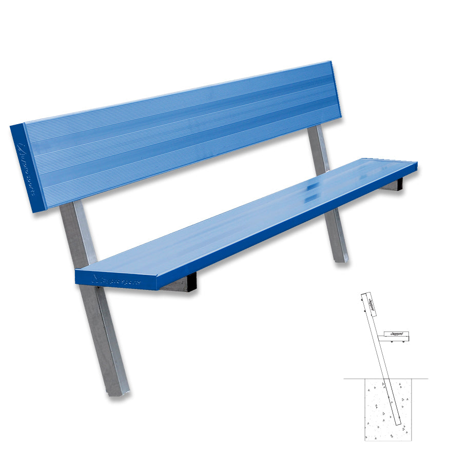 Jaypro Player Bench with Seat Back - 7-1/2 ft. - In-Ground  (Powder Coated) Jaypro