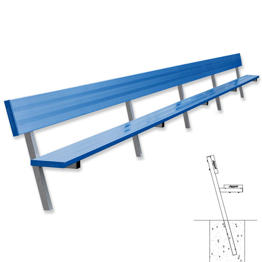 Jaypro Player Bench with Seat Back - 27 ft. - In-Ground  (Powder Coated) Jaypro