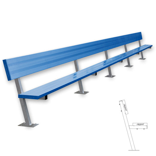 Jaypro Player Bench with Seat Back - 27 ft. - Surface Mount  (Powder Coated) Jaypro