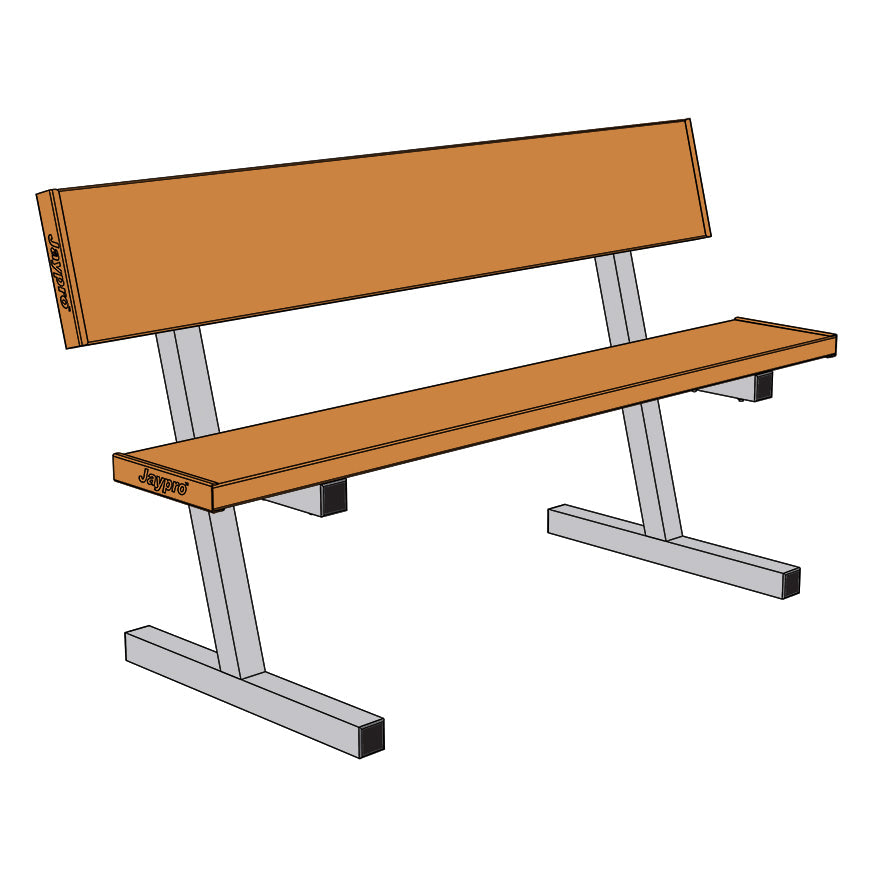 Jaypro Courtside Bench with Seat Back -  5 ft. - Portable  (Powder Coated) Jaypro