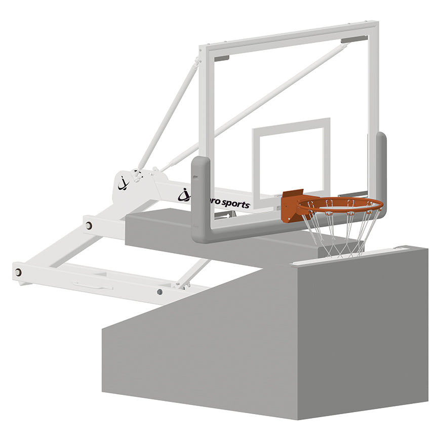 Jaypro Basketball System - Portable (Indoor) - Elite 5400 (4 ft.6 in. Board Extension) - 54 in. Glass Backboard, Breakaway Goal Jaypro