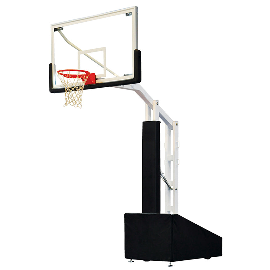 Jaypro Basketball System - Portable (Indoor) - Elite 5472 (4 ft.6 in. Board Extension) - 72 in. Glass Backboard, Breakaway Goal Jaypro