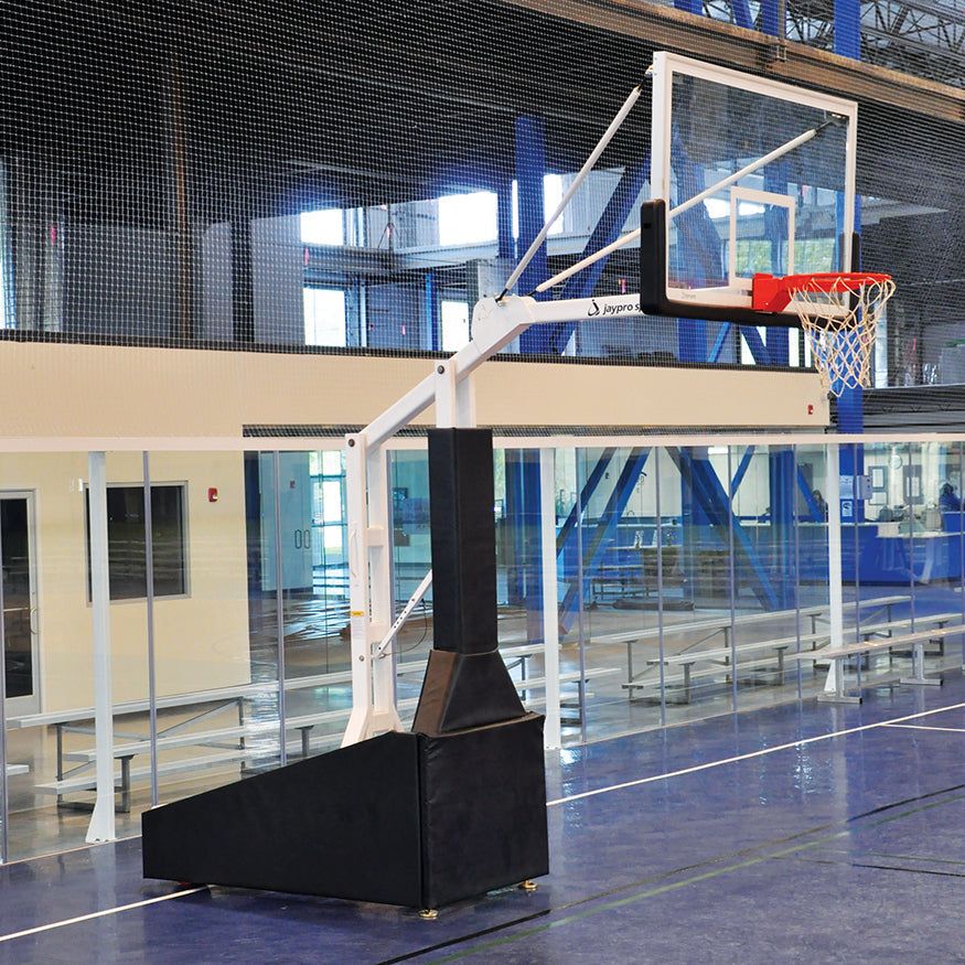 Jaypro Basketball System - Portable (Indoor) - Elite 6600 (5 ft.6 in. Board Extension) -72 in. Glass Backboard, Breakaway Goal Jaypro