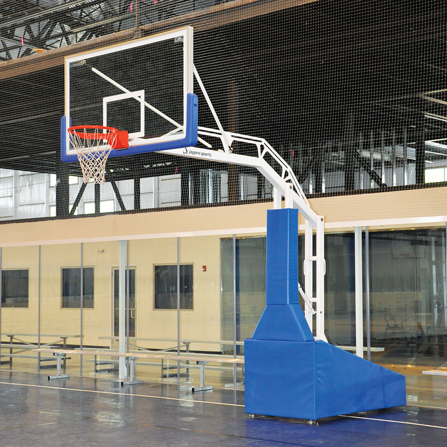 Jaypro Basketball System - Portable (Indoor) - Elite 9600 (8 ft. Board Extension) - 72 in. Glass Backboard,  Breakaway Goal Jaypro