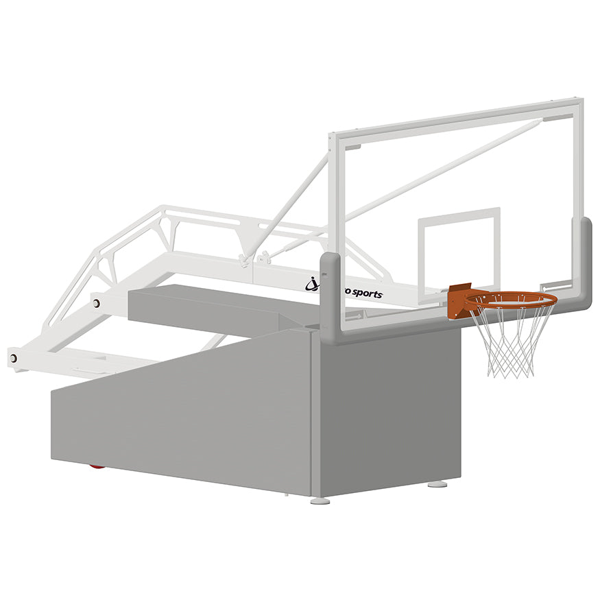 Jaypro Basketball System - Portable (Indoor) - Elite 9600 (8 ft. Board Extension) - 72 in. Glass Backboard,  Breakaway Goal Jaypro