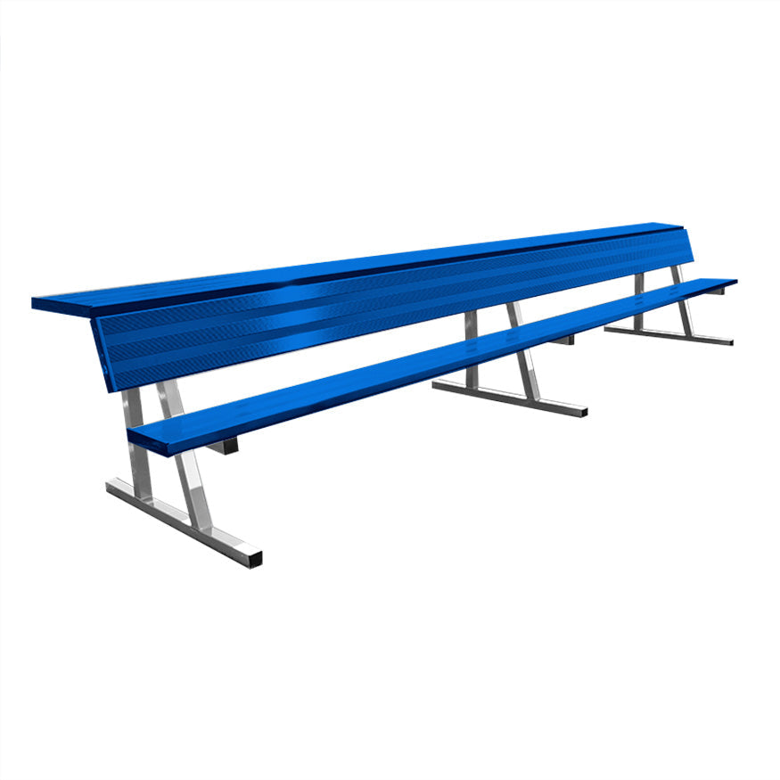 Jaypro Player Bench with Seat Back and Shelf - 15 ft. - Portable  (Powder Coated) Jaypro