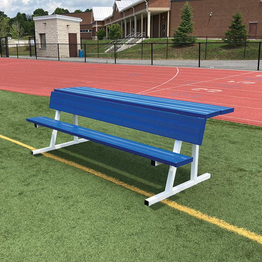 Jaypro Player Bench with Seat Back and Shelf - 7-1/2 ft. - Portable  (Powder Coated) Jaypro